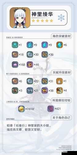 原神神里绫华角色突破与天赋提升全攻略：详尽材料准备与突破策略指南