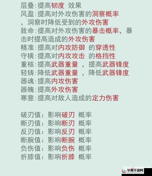 江湖悠悠武器淬炼属性全方位汇总及详细说明一览无余