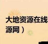 大地资源二在线观看免费高清，支持离线缓存，畅享无限精彩